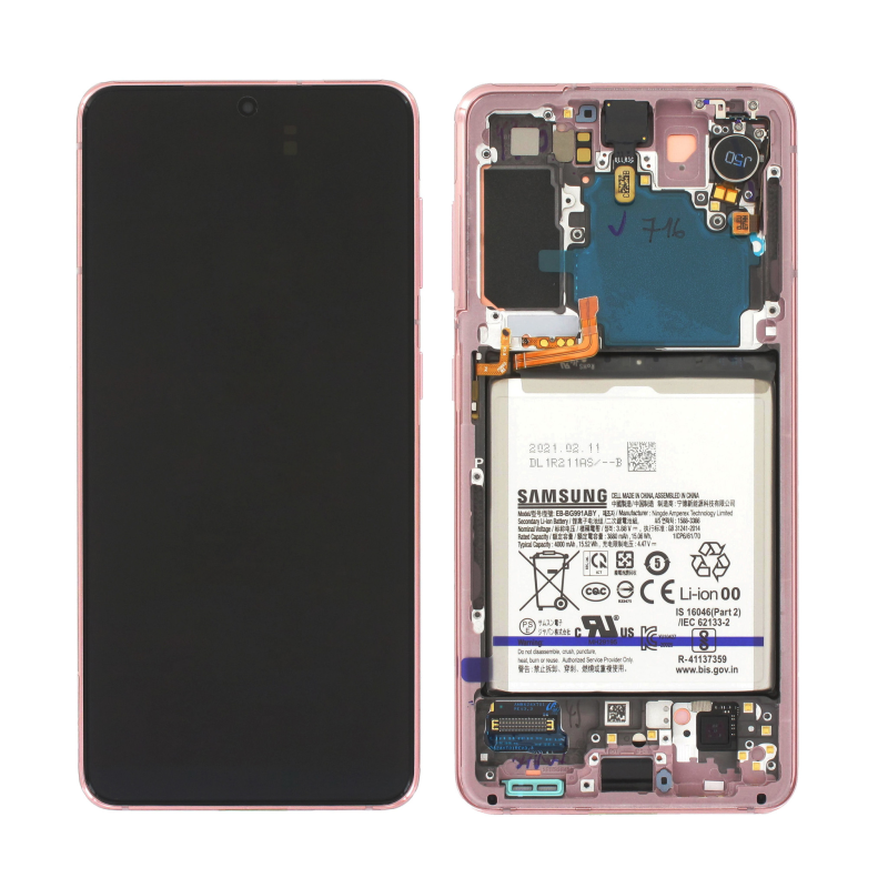 Samsung Galaxy S21 5G (SM-G991B) LCD + touch screen + front panel pink - original