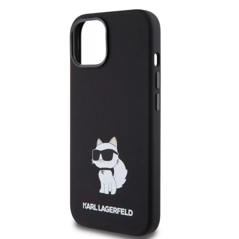 iPhone 15 Karl Lagerfeld Liquid Silicone Choupette NFT Case černá