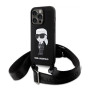iPhone 15 Pro Karl Lagerfeld Liquid Silicone Crossbody Ikonik Case černá