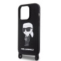 iPhone 15 Pro Karl Lagerfeld Liquid Silicone Crossbody Ikonik Case schwarz