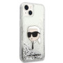 iPhone 15 Karl Lagerfeld Liquid Glitter Karl Head Case silber