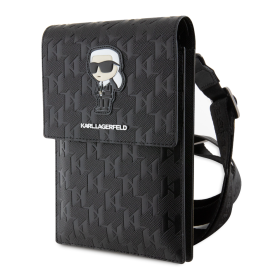 Karl Lagerfeld Saffiano Monogram Wallet Phone Tasche Ikonik NFT schwarz