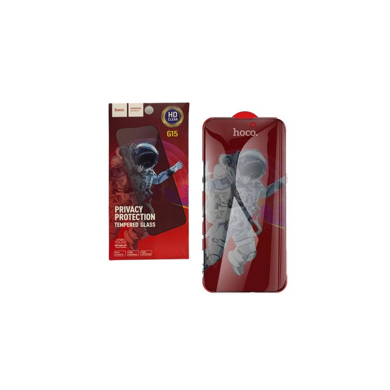 hoco. Apple iPhone 15 Pro Max Vollbild-Anti-Spionage-Hartglas schwarz