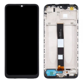 Xiaomi Redmi 10A (2022) LCD kijelző + érintő +keret fekete - eredeti