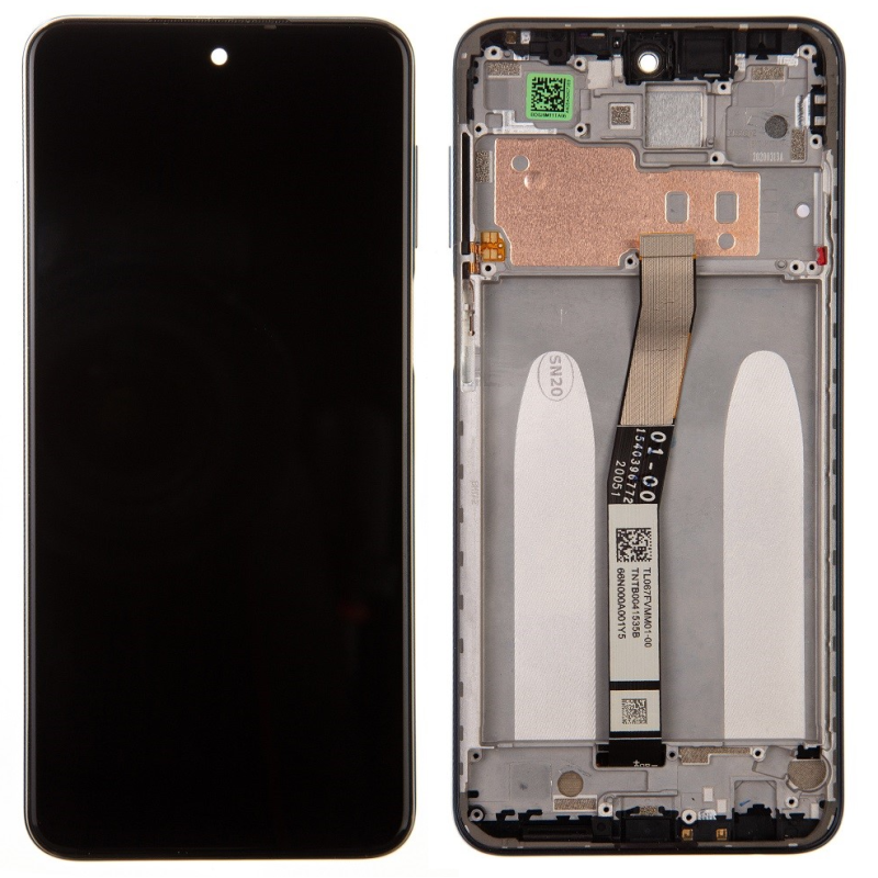 Xiaomi Redmi Note 9S, Note 10 Lite, Note 9 Pro, Note 9 Pro Max, Poco M2 Pro (2020) LCD + touch screen + front panel grau - origi