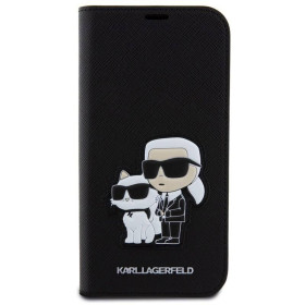 iPhone 15 Karl Lagerfeld PU Saffiano Karl and Choupette NFT Book sleeve schwarz