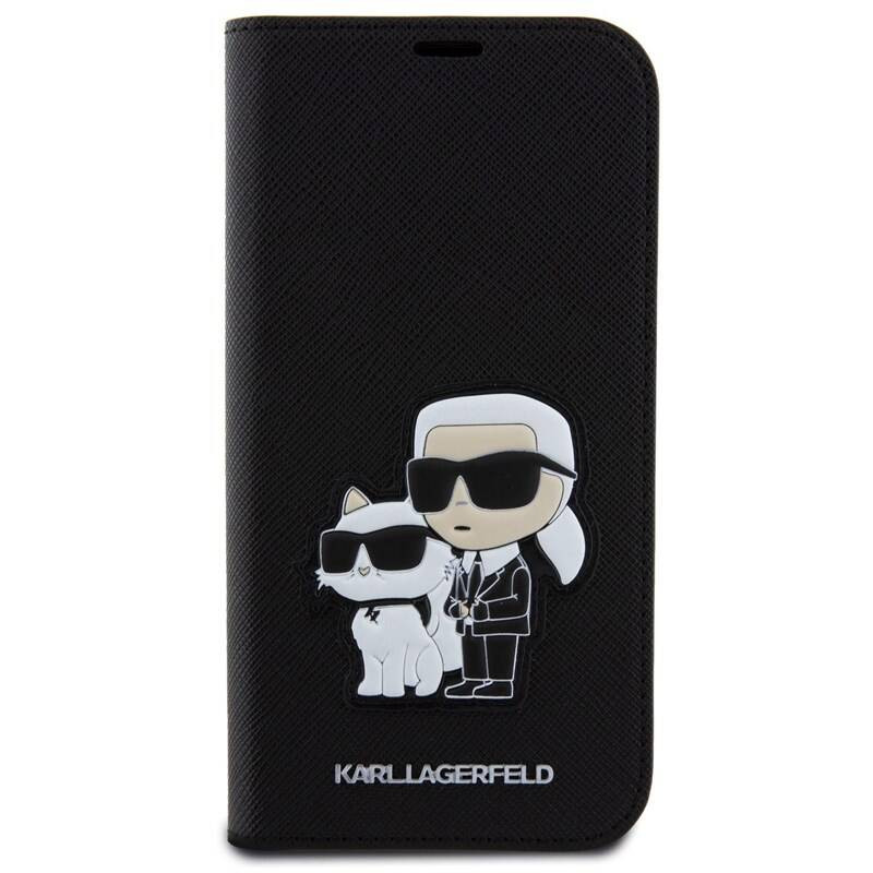 iPhone 15 Karl Lagerfeld PU Saffiano Karl and Choupette NFT Book puzdro čierna