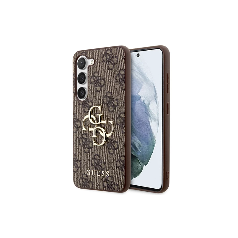 Samsung Galaxy S23 FE Guess PU 4G Metal Logo ügy barna