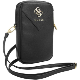 Guess PU Grained 4G Metal Logo Wallet Phone Bag Zipper black