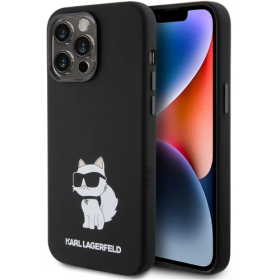 iPhone 15 Pro Karl Lagerfeld Liquid Silicone Choupette NFT Case black