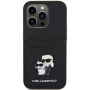 iPhone 15 Pro Karl Lagerfeld PU Saffiano Card Slot Metal Karl and Choupette Case black