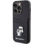 iPhone 15 Pro Karl Lagerfeld PU Saffiano Card Slot Metal Karl and Choupette Case schwarz