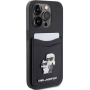 iPhone 15 Pro Karl Lagerfeld PU Saffiano Card Slot Metal Karl and Choupette Case černá