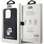 iPhone 15 Pro Karl Lagerfeld PU Saffiano Card Slot Metal Karl and Choupette Case schwarz