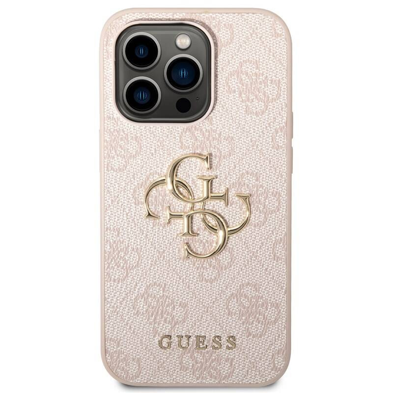 iPhone 15 Pro Guess PU 4G Metal Logo ügy rózsaszín