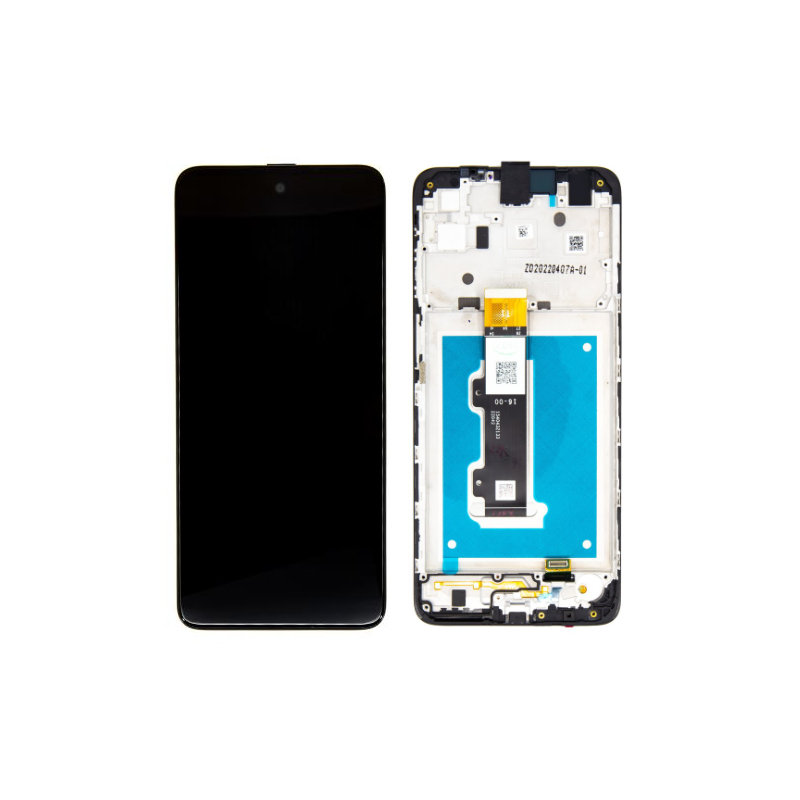 Motorola Moto E32 LCD kijelző + érintő +keret fekete - eredeti