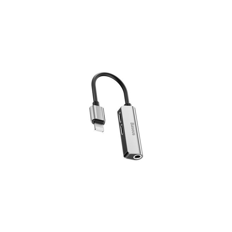 Baseus CALL52-S1 Lightning Adapter 2x Lightning/3,5mm Klinke silber