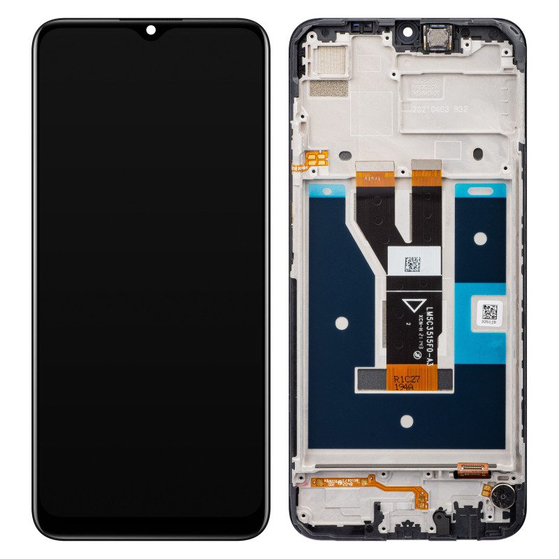 Realme C21 LCD displej + dotyková plocha + rám černá - originál