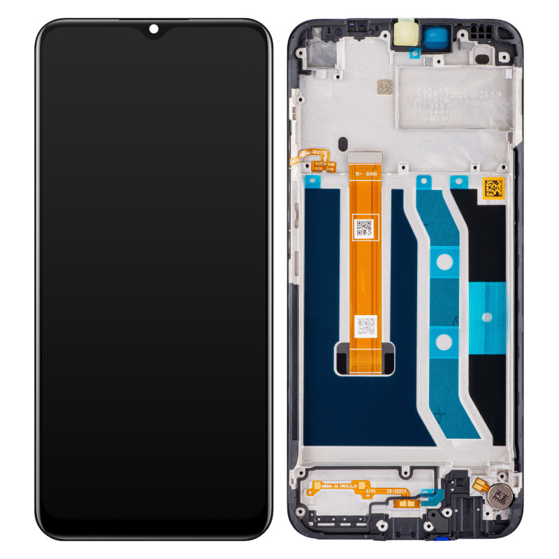 Realme C21Y LCD displej + dotyková plocha + rám černá - originál