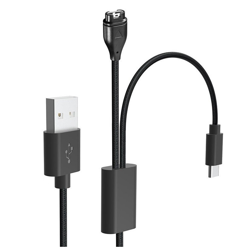 Tactical USB Charging and Data 2in1 Cable for Garmin Fenix 7 + USB-C