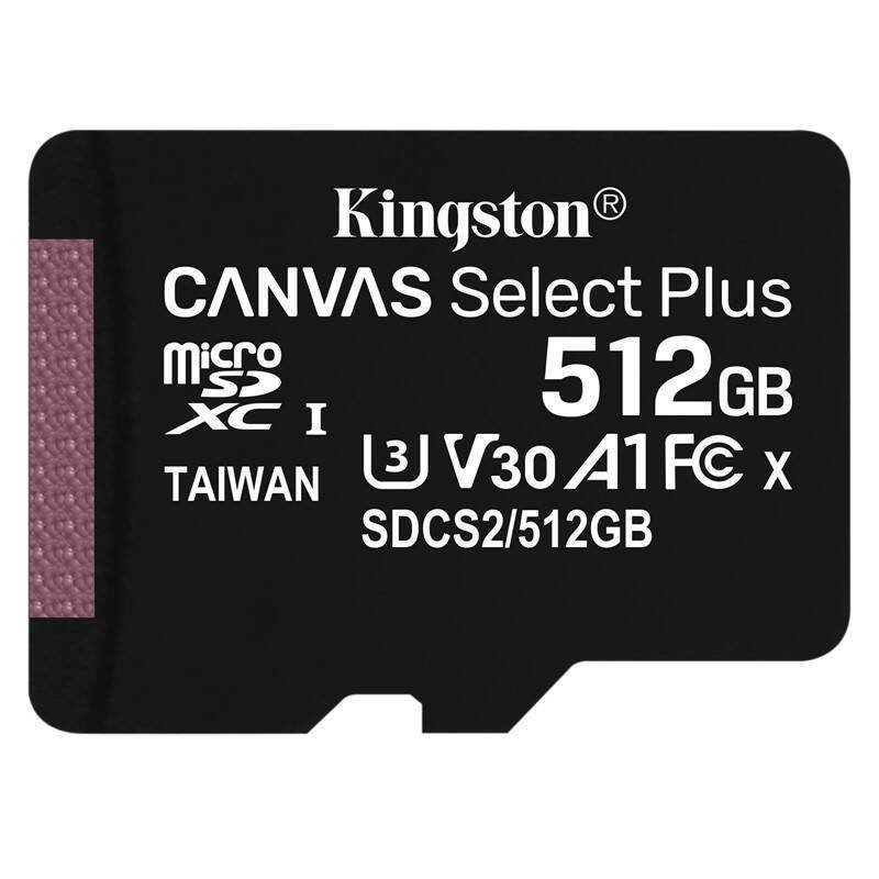 MicroSDXC 512GB Kingston Canvas Select Plus Class 10 bez Adaptéru