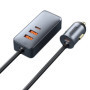 Baseus CCBT-A0G Rýchla Nabíjačka do Auta s Predlžovacím Káblom 120W 2x USB + 2x USB-C šedá