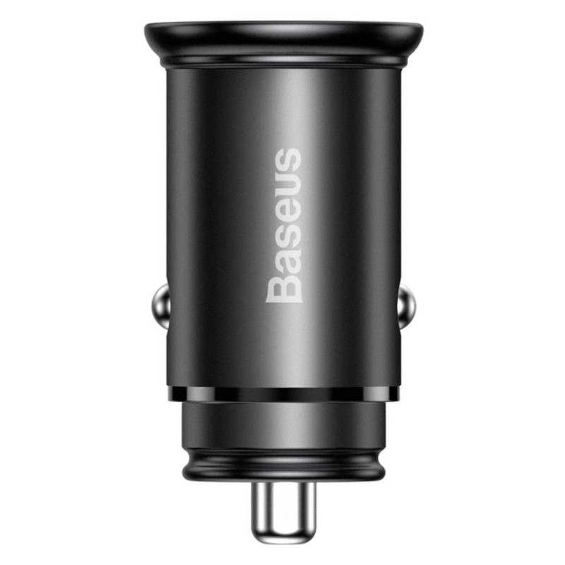 Baseus CCYS-C01 Circular Metal Quick Charge Car Charger VOOC 30W schwarz