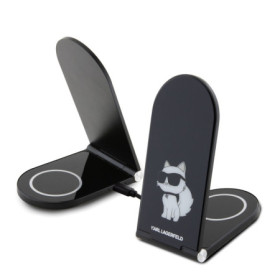 Karl Lagerfeld Aluminum Desktop Wireless Magnetic Charger 2in1 Choupette NFT black