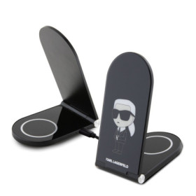 Karl Lagerfeld Aluminum Desktop Wireless Magnetic Charger 2in1 Ikonic NFT black