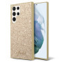 Guess PC/TPU Glitter Flakes Metal Logo pouzdro pre Samsung Galaxy S24 Ultra zlatá