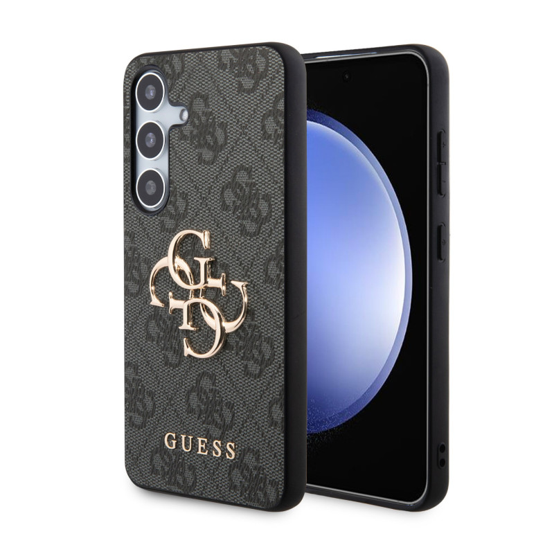 Guess PU 4G Metal Logo pouzdro pre Samsung Galaxy S24 šedá