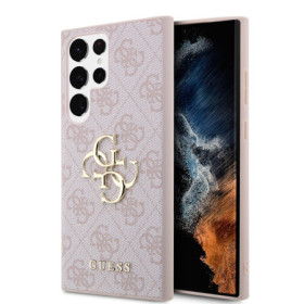 Guess PU 4G Metal Logo ügy for Samsung Galaxy S24 Ultra rózsaszín