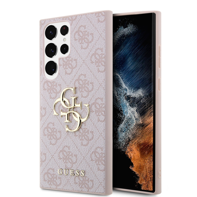 Guess PU 4G Metal Logo Fall for Samsung Galaxy S24 Ultra pink