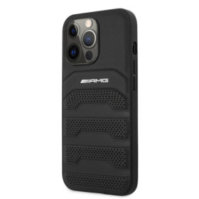 AMG Leather Debossed Lines Case for iPhone 14 Pro schwarz
