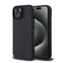 AMG PC/TPU Carbon Effect and Leather Stripe Magsafe puzdro pre iPhone 15 čierna