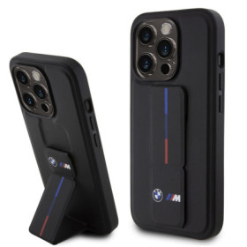 BMW M Collection PU Grip Stand Tricolor Line Case for iPhone 15 Pro schwarz