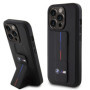 BMW M Collection PU Grip Stand Tricolor Line Case for iPhone 15 Pro black