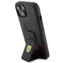 Ferrari Carbon Grip Stand Case for iPhone 15 black