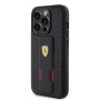 Ferrari Carbon Grip Stand Case for iPhone 15 Pro Max schwarz