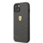 Ferrari Genuine Leather Quilted Case for iPhone 13 Dark Gray
