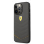 Ferrari Genuine Leather Quilted for iPhone 13 Pro Dark Gray