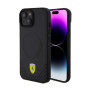 Ferrari PU Leather Bottom Carbon MagSafe Case for iPhone 15 fekete