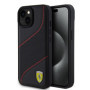 Ferrari PU Leather Perforated Slanted Line Case for iPhone 15 black