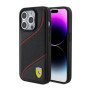 Ferrari PU Leather Perforated Slanted Line pouzdro pro iPhone 15 Pro černá