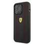 Ferrari PU Leather Perforated pouzdro pro iPhone 14 Pro červená