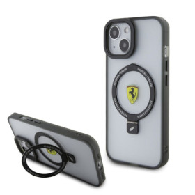 Ferrari Ring Stand MagSafe Case for iPhone 15 transparent/black Outline