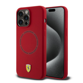 Ferrari Silicone Scuderia MagSafe Case for iPhone 15 Pro Max red