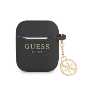 Guess 4G Charms Silikonové Pouzdro pro Airpods 1/2 černá