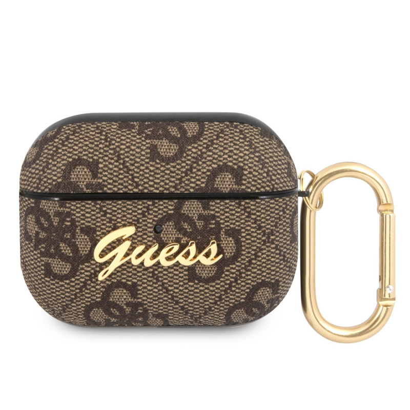 Guess 4G Script PC/PU Pouzdro pro Airpods Pro hnědá