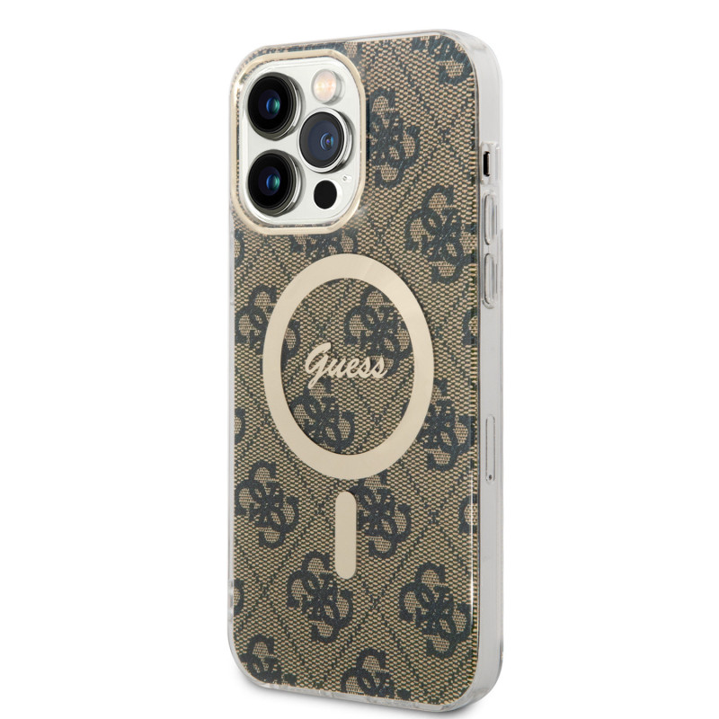 Guess IML 4G MagSafe Case for iPhone 15 Pro Max braun